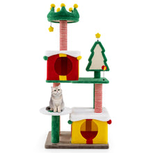 Load image into Gallery viewer, Cute Christmas Cat Tree Large Cat Tower with Sisal Scratching Posts and Carpe
