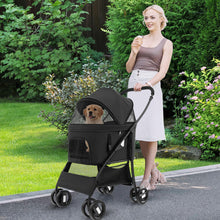 Load image into Gallery viewer, Foldable Pet Stroller with 4-Level Adjustable Canopy and Storage Basket
