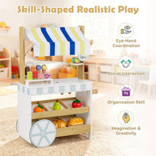 Load image into Gallery viewer, Kids Ice Cream Cart, 2 in 1 Wooden Grocery Store Playset
