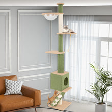 Load image into Gallery viewer, Floor to Ceiling Cat Tree, 5 Tier Tall Cat Tower with 218-270cm Adjustable Height
