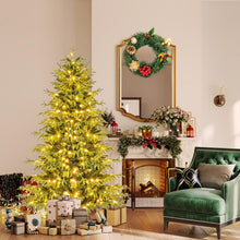 Load image into Gallery viewer, Artificial Christmas Tree Pre-lit Hinged Xmas Tree with LED Lights Seasonal Decoration Tree
