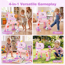 Load image into Gallery viewer, 4 in 1 Multi-sport Activity Center, Kids Basketball Hoop Set
