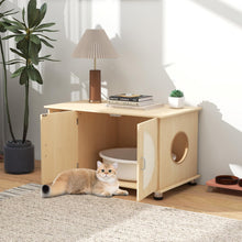 Load image into Gallery viewer, Cat Litter Box Enclosure, Wooden Hidden Kitty Washroom Storage Bench
