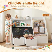 Load image into Gallery viewer, Toy Storage Organizer, Kids Bookshelf with Flip-up Blackboard

