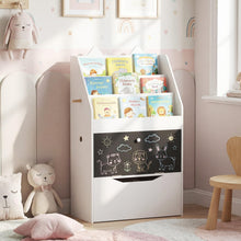 Load image into Gallery viewer, Kids Bookshelf, Wooden Children Bookcase with Chalkboard
