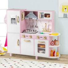 Load image into Gallery viewer, Kids Kitchen Playset Pretend Wooden Play Kitchen with Apron for 3+ Years Old
