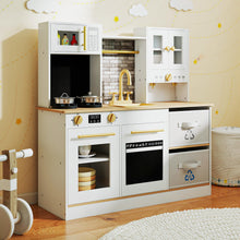 Load image into Gallery viewer, Wooden play kitchen with stove and sounds childrens kitchen with sink
