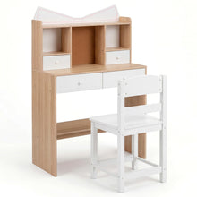 Load image into Gallery viewer, Kids Study Desk and Chair Set with Open Shelves and Cork Bulletin Board
