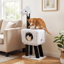 Load image into Gallery viewer, Cat Tree, 110cm Lamb-Shaped Cat Tower with 2-Door Rattan Condo

