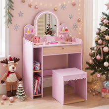 Load image into Gallery viewer, Kids Vanity Table and Chair Set, Girls Dressing Table
