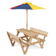 Load image into Gallery viewer, Kids Picnic Table Bench Set, Children 4 Seat Activity Play Table with Removable &amp; Folding Umbrella
