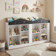 Load image into Gallery viewer, Kids Dollhouse Bookshelf with Chalkboard for Kids Room, Nursery, Playroom
