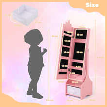 Load image into Gallery viewer, Kids Jewelry Cabinet with Full-Length Mirror and Foldable Drawer
