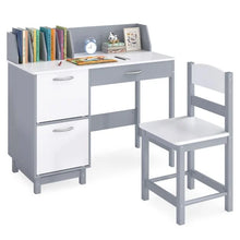 Load image into Gallery viewer, Kid's Study Desk and Chair Set with Deep Drawer and Enclosed Cabinets

