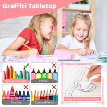 Load image into Gallery viewer, Kids Table and 4 Chairs Set with Graffiti Desktop for Home Daycare School

