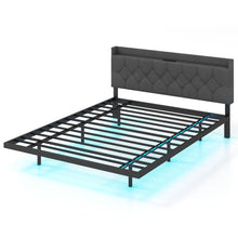 Load image into Gallery viewer, King Size Floating Bed Frame with Adjustable Headboard and Charging Station
