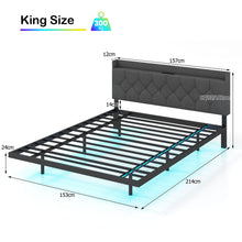 Load image into Gallery viewer, King Size Floating Bed Frame with Adjustable Headboard and Charging Station
