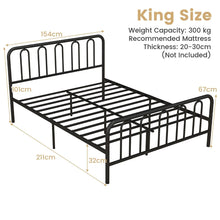 Load image into Gallery viewer, King Size Metal Bed Frame with Headboard and Footboard
