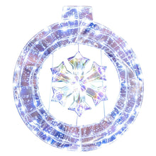 Load image into Gallery viewer, 33 Inch Lighted Snowflake Wreath with Hanging Ring and Support Bracket

