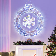 Load image into Gallery viewer, 33 Inch Lighted Snowflake Wreath with Hanging Ring and Support Bracket
