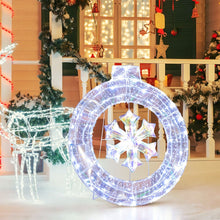Load image into Gallery viewer, 33 Inch Lighted Snowflake Wreath with Hanging Ring and Support Bracket
