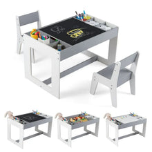 Load image into Gallery viewer, Multifunctional Kids Table and 2 Chairs Set with Whiteboard
