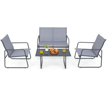 Load image into Gallery viewer, 4 Piece Garden Patio Bistro Furniture Set with Loveseat, Coffee Table and 2 Chairs

