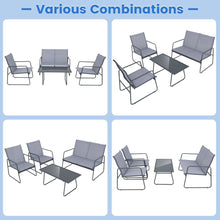 Load image into Gallery viewer, 4 Piece Garden Patio Bistro Furniture Set with Loveseat, Coffee Table and 2 Chairs
