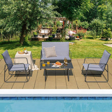 Load image into Gallery viewer, 4 Piece Garden Patio Bistro Furniture Set with Loveseat, Coffee Table and 2 Chairs
