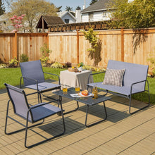 Load image into Gallery viewer, 4 Piece Garden Patio Bistro Furniture Set with Loveseat, Coffee Table and 2 Chairs
