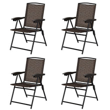 Load image into Gallery viewer, Set of 4 Patio Folding Chairs Portable Garden Armchairs Adjustable
