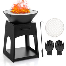 Load image into Gallery viewer, Heavy Duty Fire Pit With firewood rack and Fire Poker
