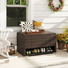 Load image into Gallery viewer, PE Rattan Storage Bin with Waterproof Liner and Shoe Rack
