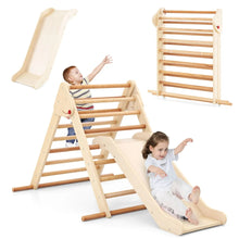 Load image into Gallery viewer, Pikler Triangle Set Foldable Triangle Climber with Slide
