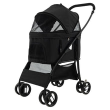 Load image into Gallery viewer, Foldable Pet Stroller with 4-Level Adjustable Canopy and Storage Basket
