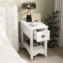 Load image into Gallery viewer, Rectangular Nightstand with 1 Drawer 1 Storing Shelf and 4 Solid Rubber wood Legs
