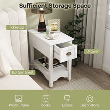 Load image into Gallery viewer, Rectangular Nightstand with 1 Drawer 1 Storing Shelf and 4 Solid Rubber wood Legs
