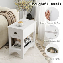 Load image into Gallery viewer, Rectangular Nightstand with 1 Drawer 1 Storing Shelf and 4 Solid Rubber wood Legs
