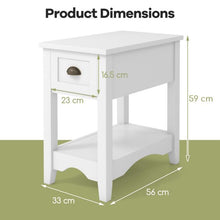 Load image into Gallery viewer, Rectangular Nightstand with 1 Drawer 1 Storing Shelf and 4 Solid Rubber wood Legs

