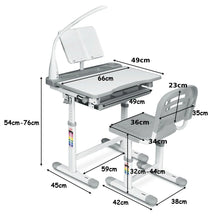Load image into Gallery viewer, Children's Ergonomic Height Adjustable Study Desk Set with Lamp
