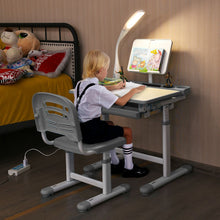 Load image into Gallery viewer, Children's Ergonomic Height Adjustable Study Desk Set with Lamp
