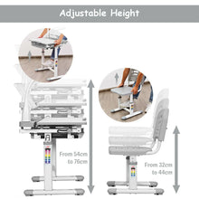 Load image into Gallery viewer, Children's Ergonomic Height Adjustable Study Desk Set with Lamp
