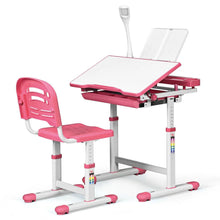 Load image into Gallery viewer, Children's Ergonomic Height Adjustable Study Desk Set with Lamp
