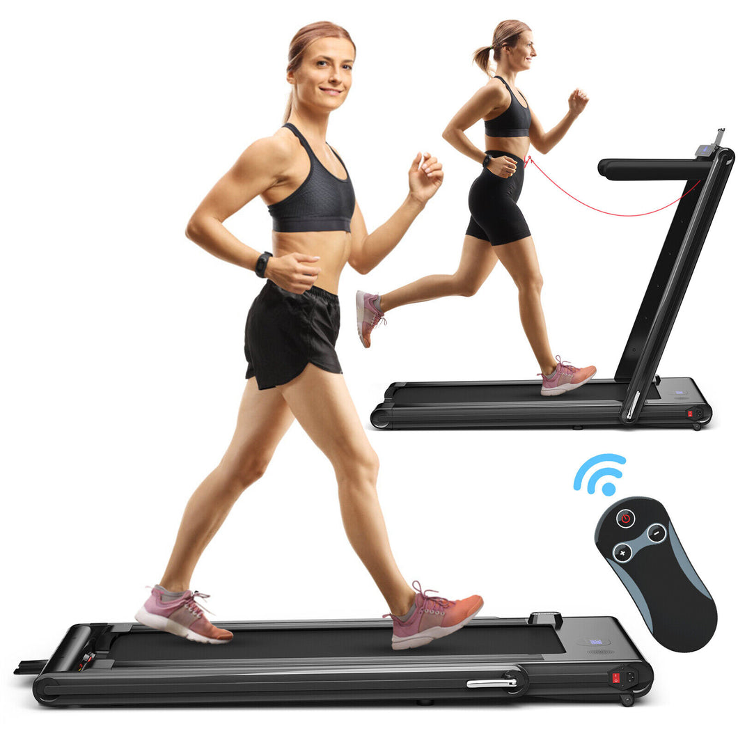 2-in-1 Folding Treadmill Under Desk Walking Treadmill with Dual LED Display