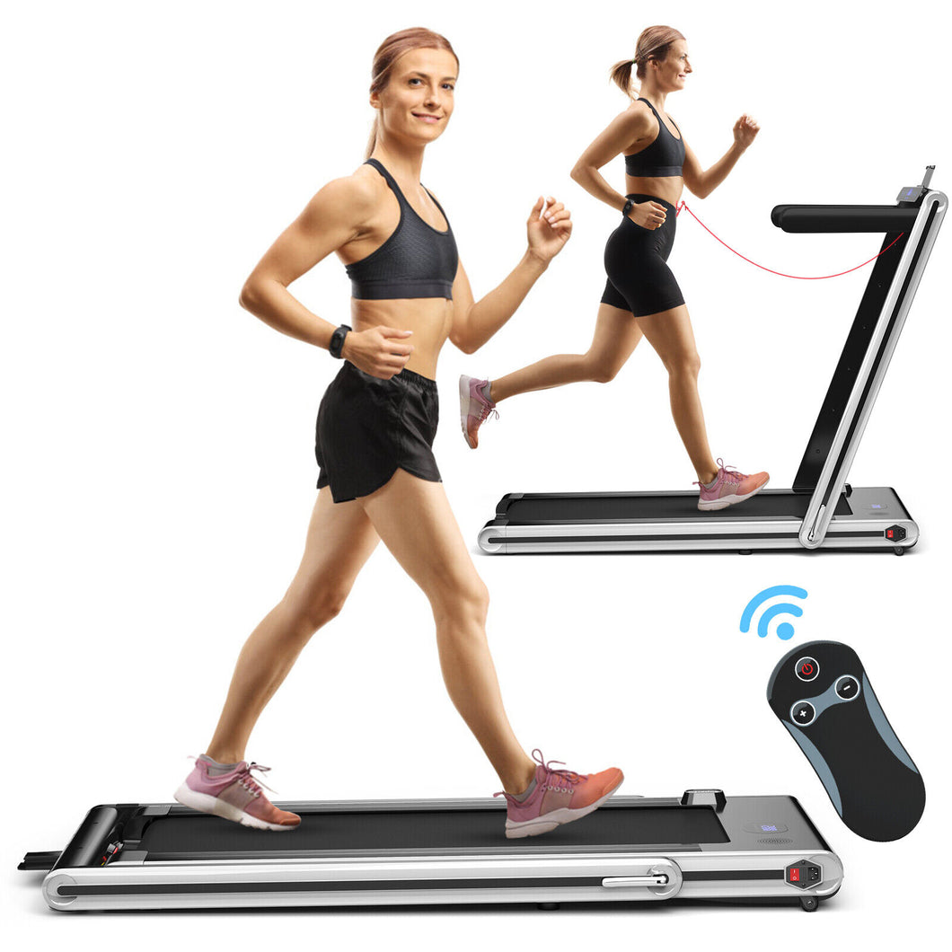 2-in-1 Folding Treadmill Under Desk Walking Treadmill with Dual LED Display