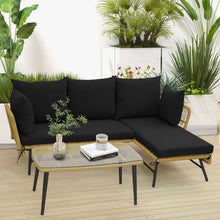 Load image into Gallery viewer, Outdoor Wicker Furniture Set 3-PieceLoveseat Patio Sofa with Cushions &amp; Table
