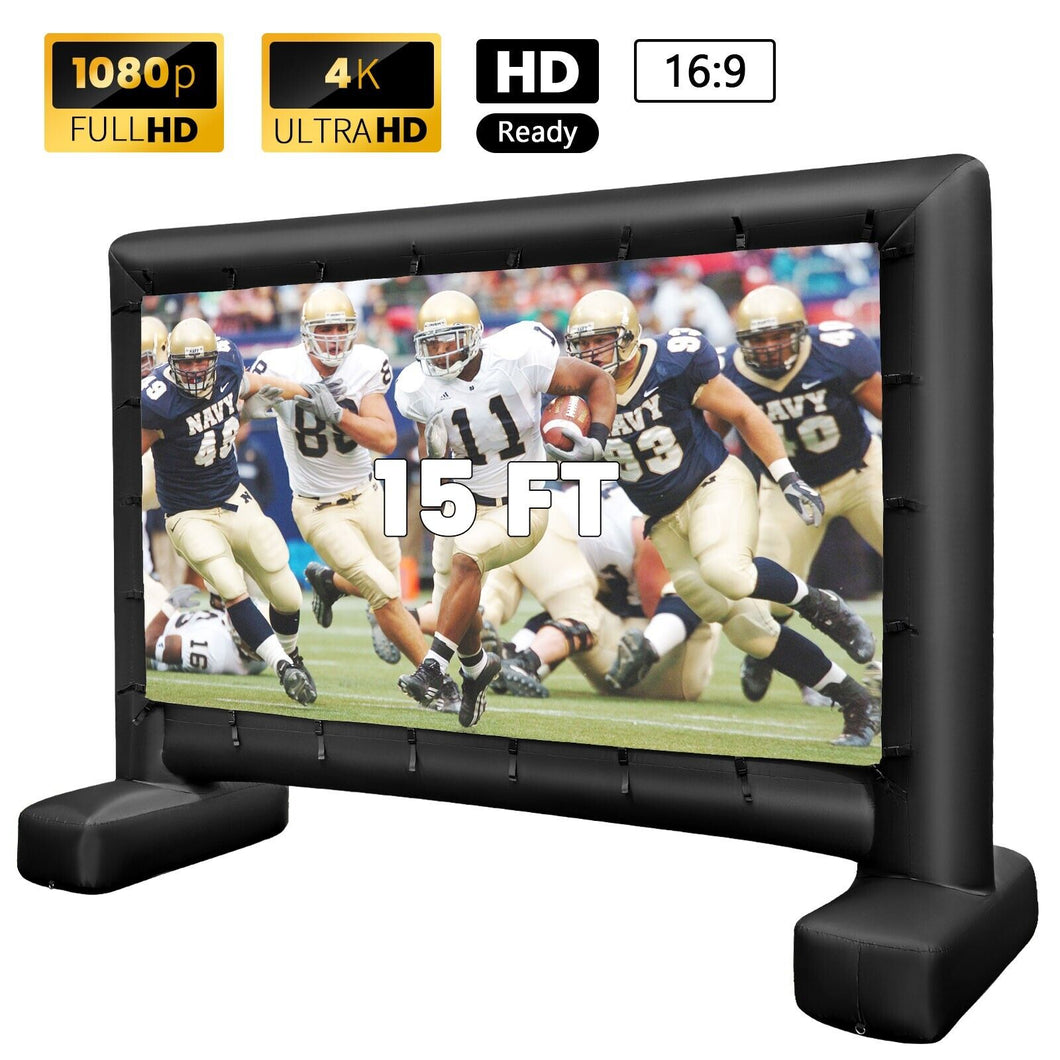 15FT Inflatable Projector Screen 16:9 HD Double Side Movie Screen w/ Carry Bag