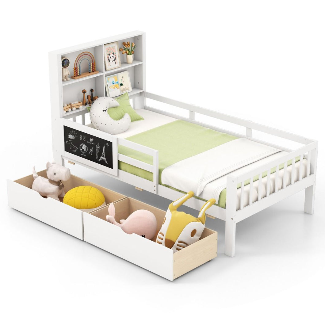 Single Size Bed Frame with 2 Storage Drawers White