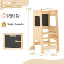 Load image into Gallery viewer, Toddler Kitchen Step Stool with Activity Chalkboard and Adjustable Height
