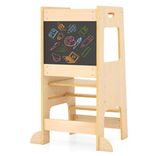 Load image into Gallery viewer, Toddler Kitchen Step Stool with Activity Chalkboard and Adjustable Height
